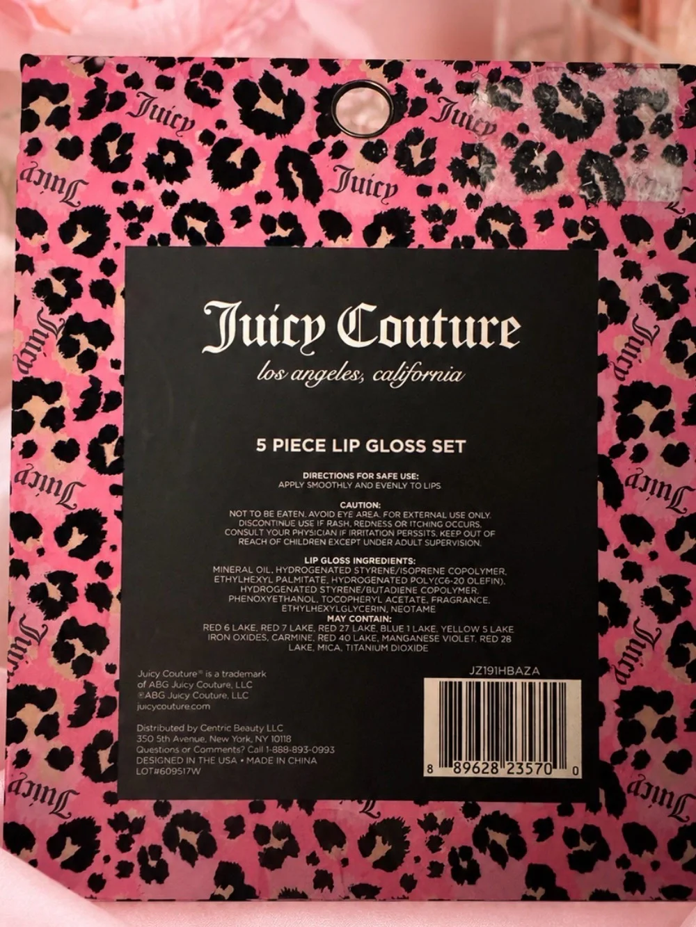 Juicy Couture 5 Piece Lip Gloss Set Pink Leopard NIB